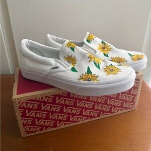 Vans Classic Slip On Sneakers Custom Floral Painted